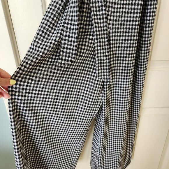 Calvin Klein Black & White Gingham Checkered Sleeveless Jumpsuit Fall Work - Picture 6 of 14